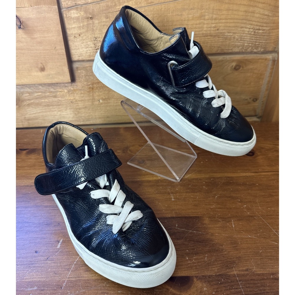 Jacques Soloviere Women's Patent Leather Black Size 8 Sneaker Shoes Streetwear